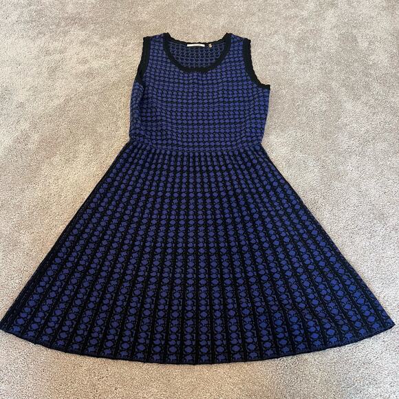 Tahari Women's Sleeveless Sweaterdress Navy Black‎ Wool Size Small Petite - Picture 6 of 9